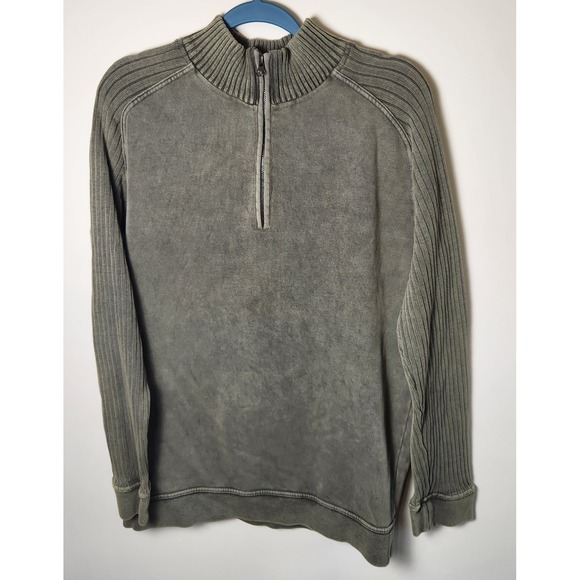 Retrofit Other - Retrofit‎ Quarter Zip Sweater Men's L Green Ribbed Sleeves Knit Pullover